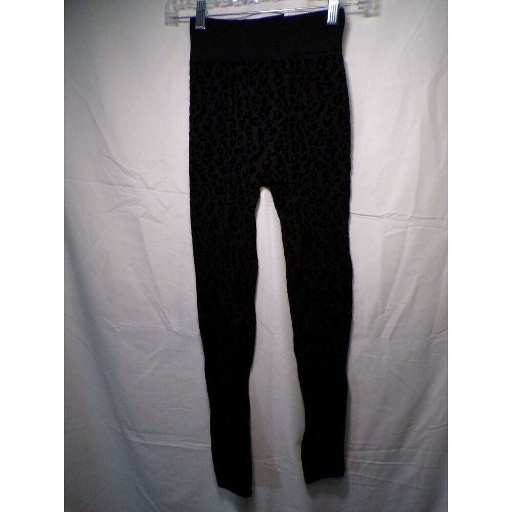 MIXIT Women's Fleece Lined Leopard Leggings Full Length Black Size S